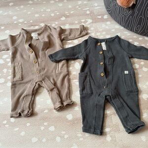 Cozy Kids One Piece Set - Tan and Gray